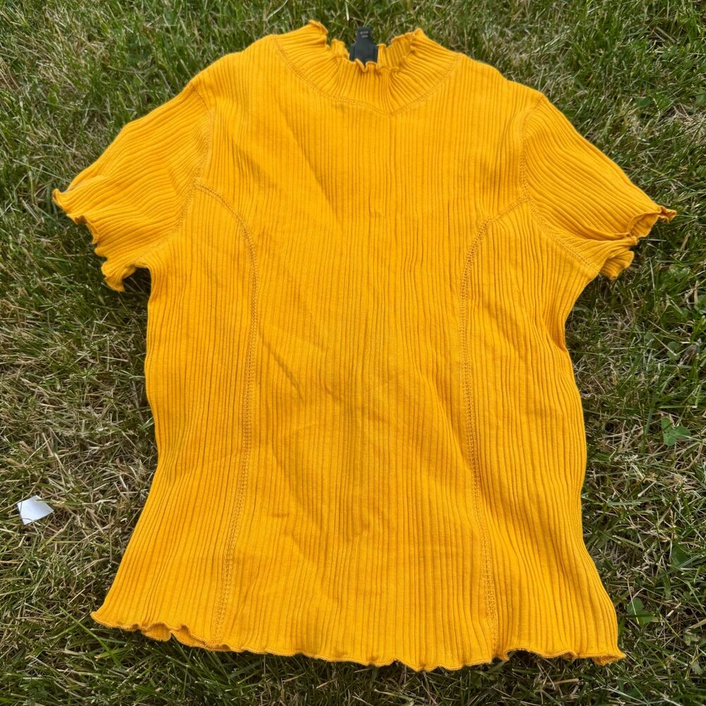 Yellow Mock Turtleneck Ribbed Wild Fable Sz S